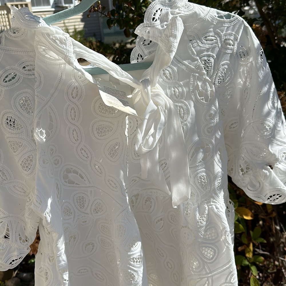 STUNNING Sezane dress 8 white lace wedding bridal shower rehearsal influencer - Picture 11 of 15